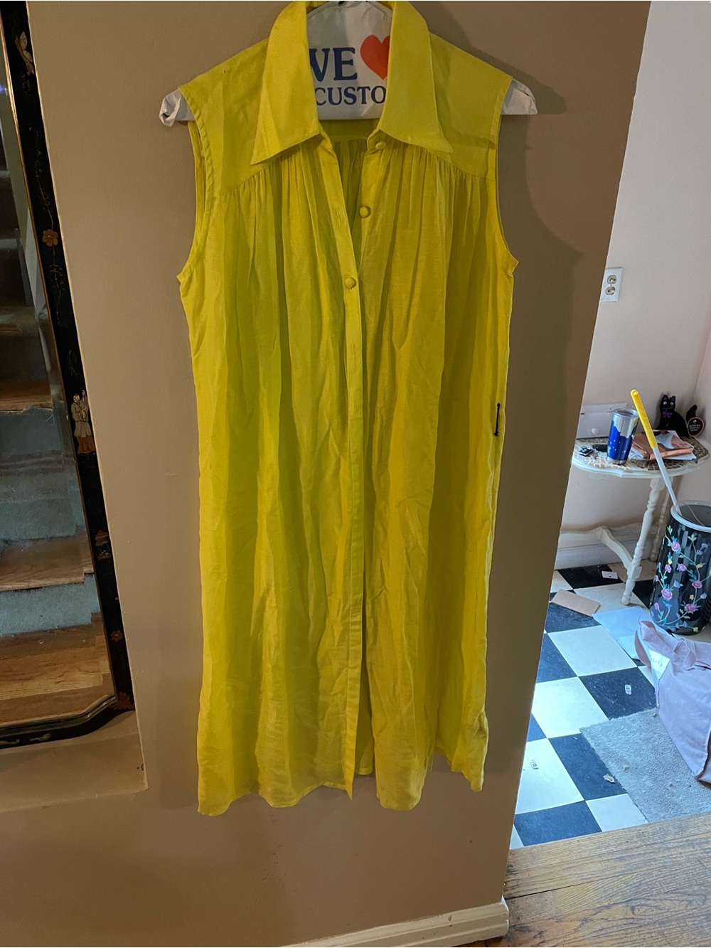 Sleeveless Kas New York Button-Front Yellow breezy Dress